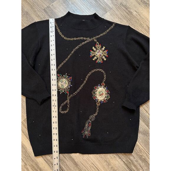 Koret Beaded Sweater Size XL Beaded Ornate Jewels Gems Embroidered - Picture 3 of 7